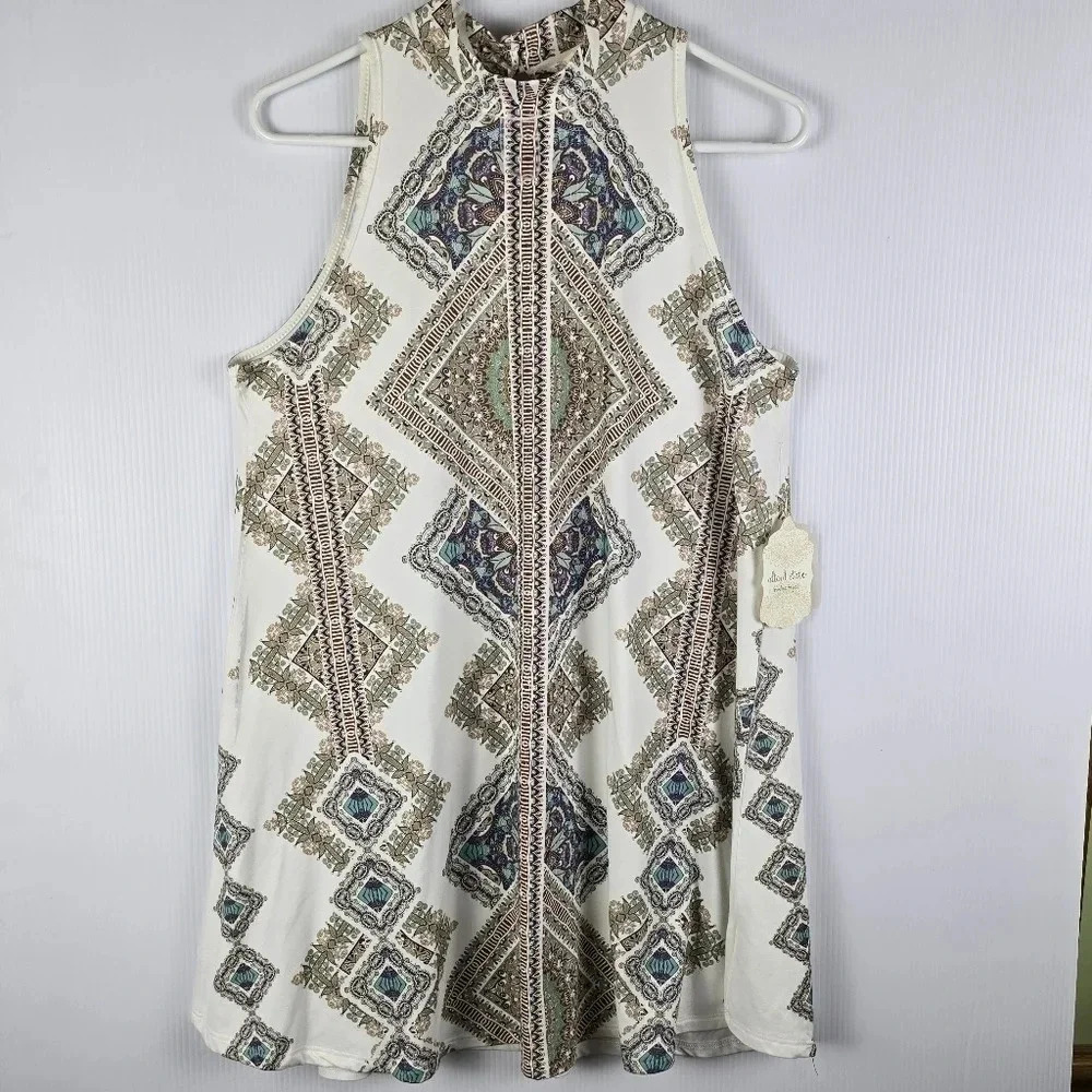 NWT Altar'd State Caddo boho sleeveless mock neck mini dress Size Large